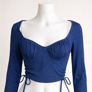 Princess Polly Blue, Ruched Crop Top in a size 10.